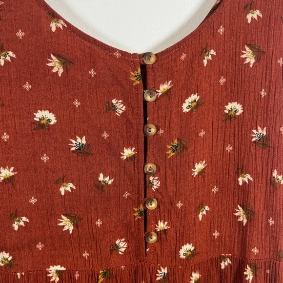 NLT (No Less Than) - Women's Sleeveless Dark Red Floral Pattern Dress - Picture 2 of 6